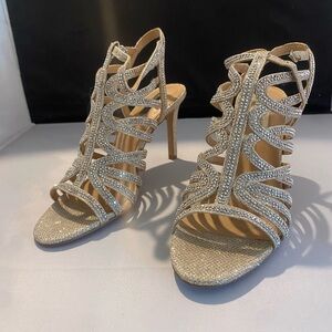 INC International Concepts Gawdie Caged Champagne Caged Sandals
